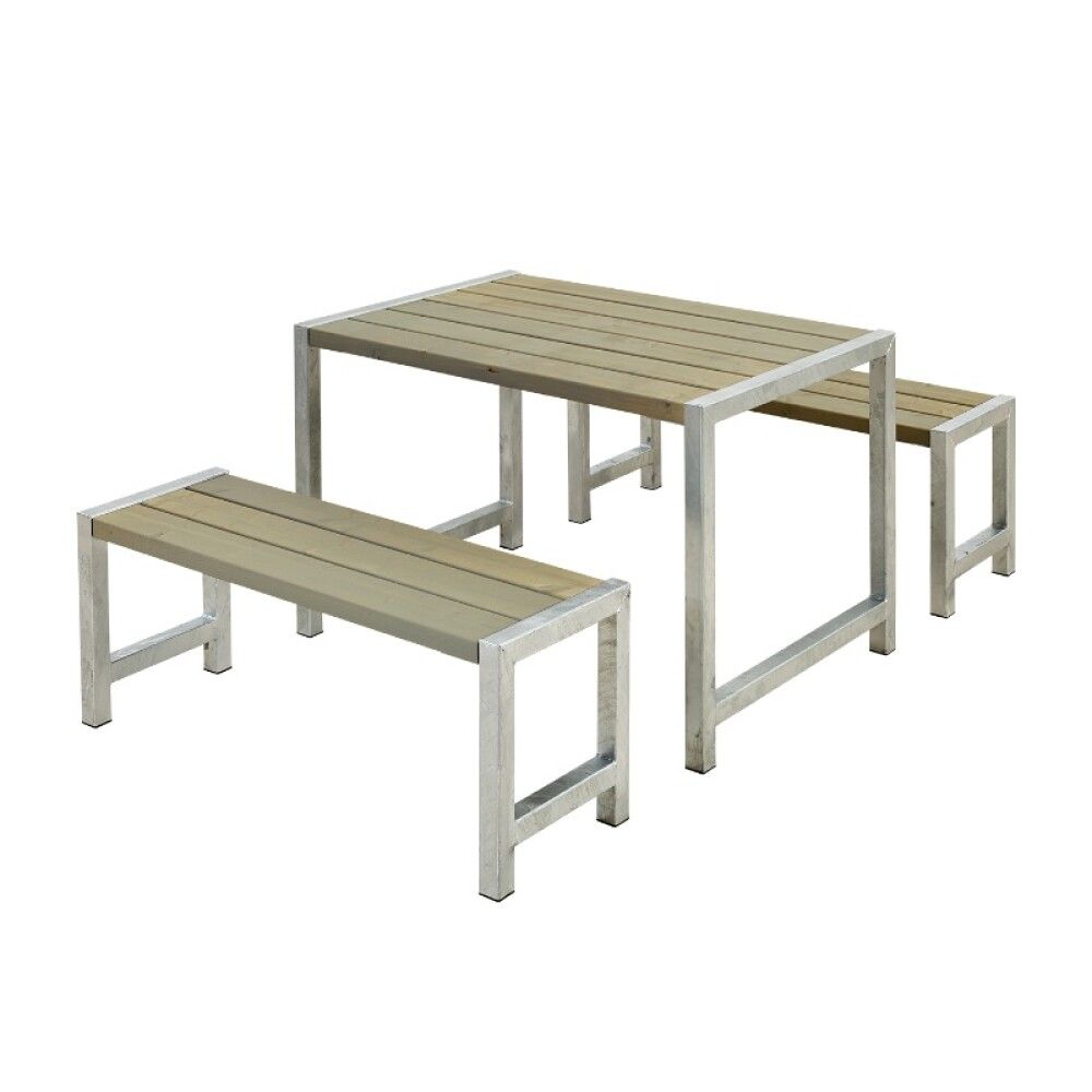 BORDSETT PLUS CAFÉ GRÅBRUN BORD+2BENKER
