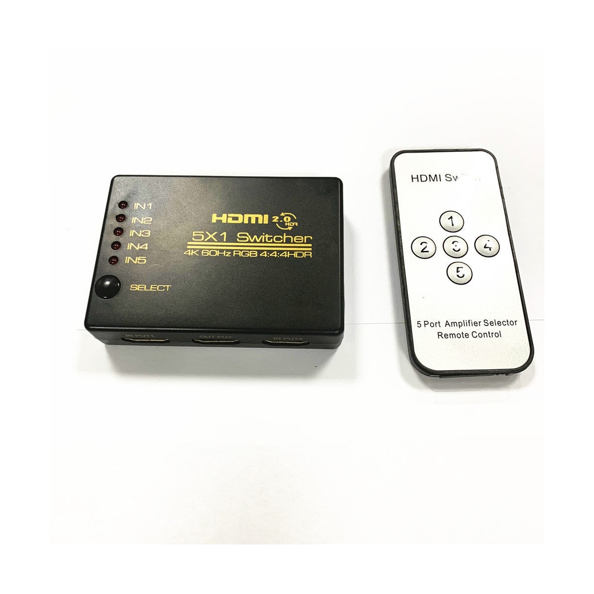 HDMI-bryter 5x1 - 4K / 3D med fjernkontroll