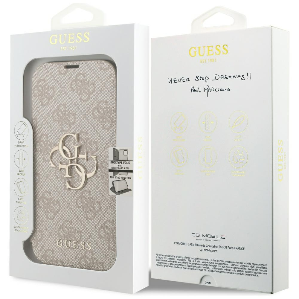 iPhone 17 Pro Leder Tasche Book 4G Metal Logo (GUBKP17L4GMGPI) - Rosa
