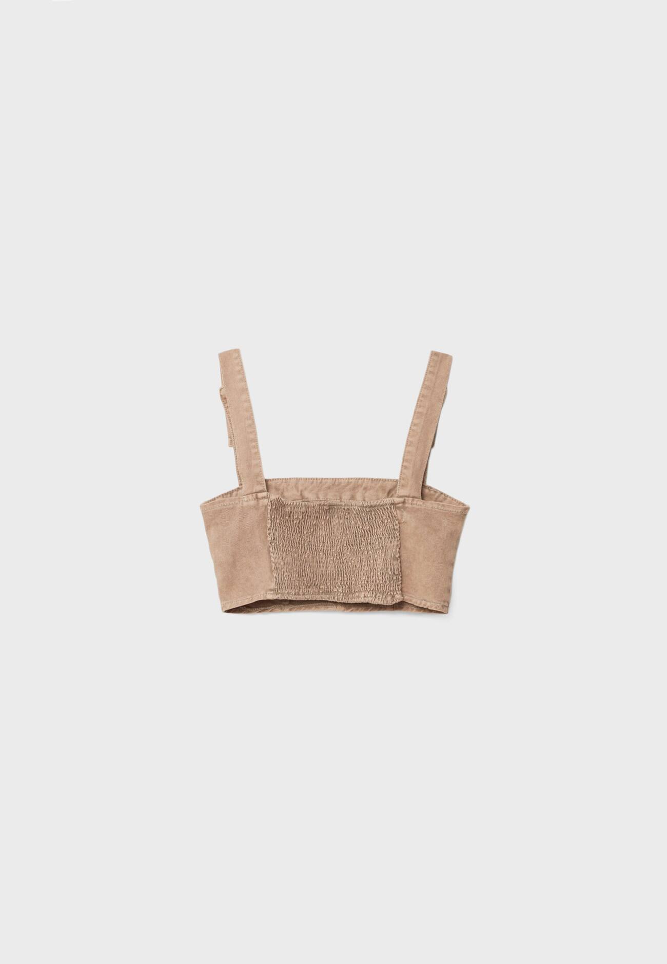 Top cropped com bolsos