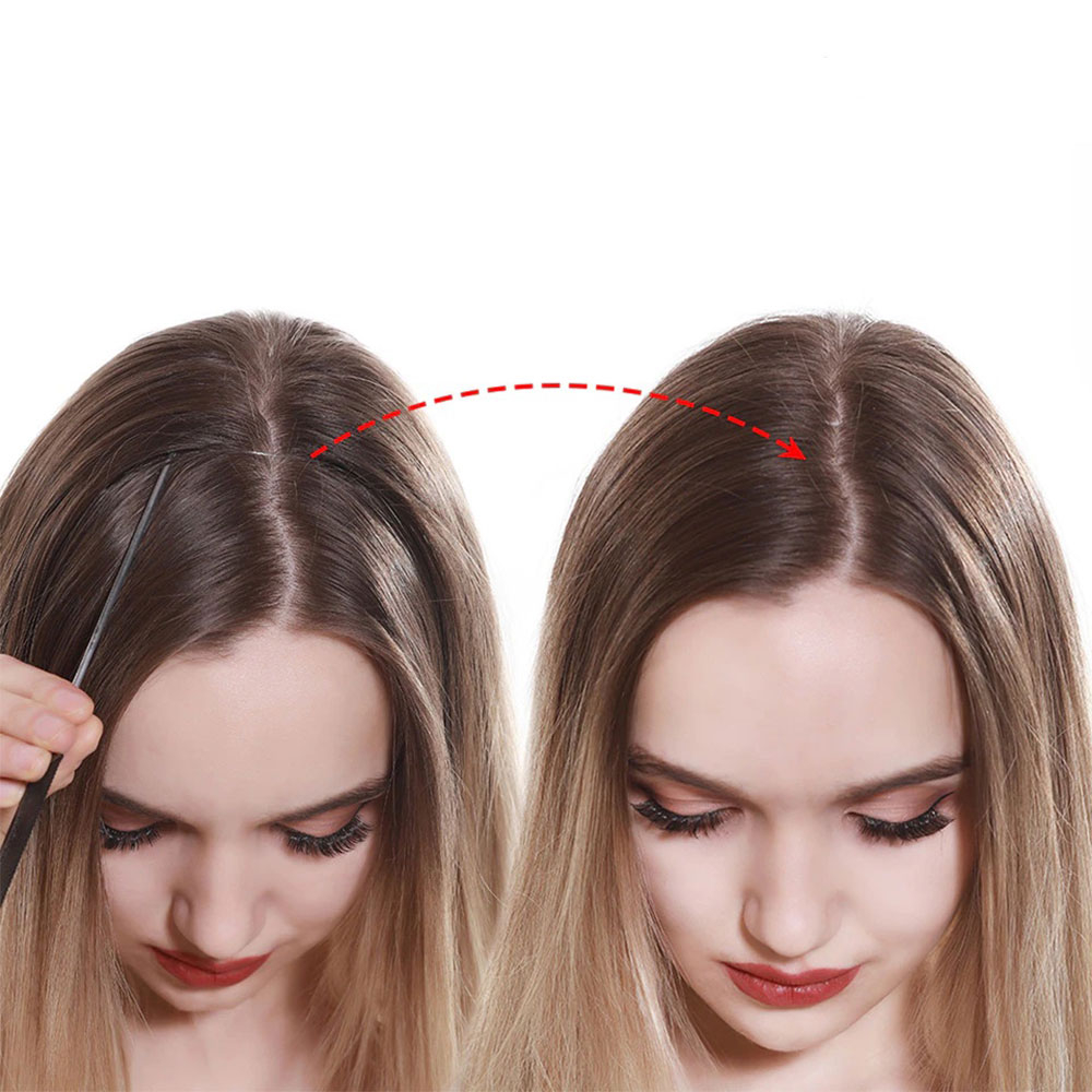 (55cm) Kunsthaar Extensions Halo-Haarverlängerung ohne Clip - Schwarz