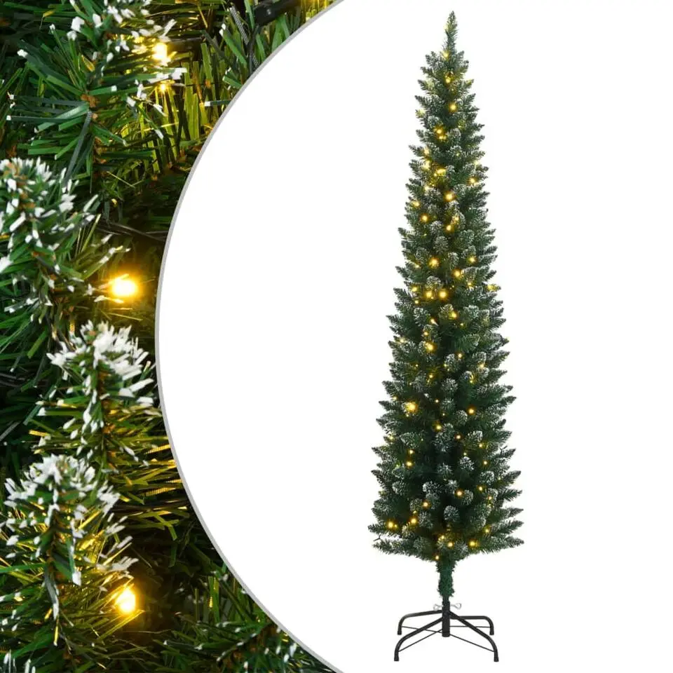 vidaXL - Kunstkerstboom met 208 tips en 150 LED's 180 cm - Groen en wit - PVC