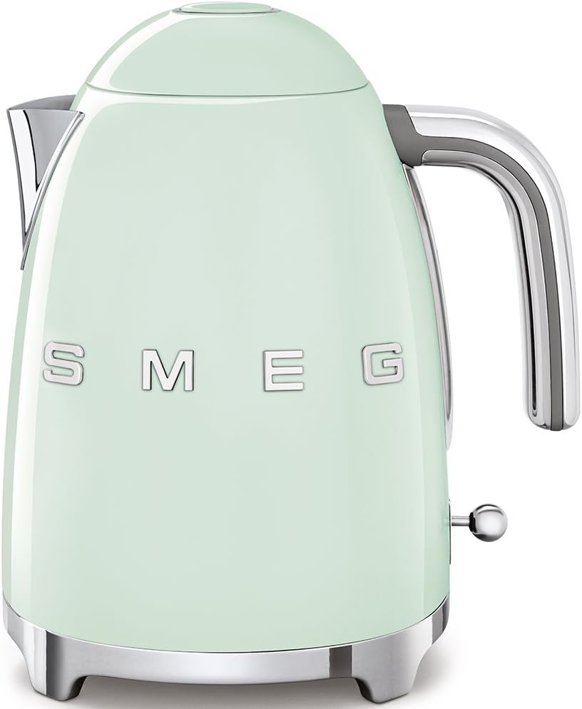 Smeg, Bouilloire Électrique KLF03PGEU 1,7 L, Filtre Anticalcaire Lavable, Arrêt Automatique de Sécurité, Indicateur de Niveau d'Eau, Base Antidérapante, Range Cordon, Puissance 2400W, Vert d'Eau