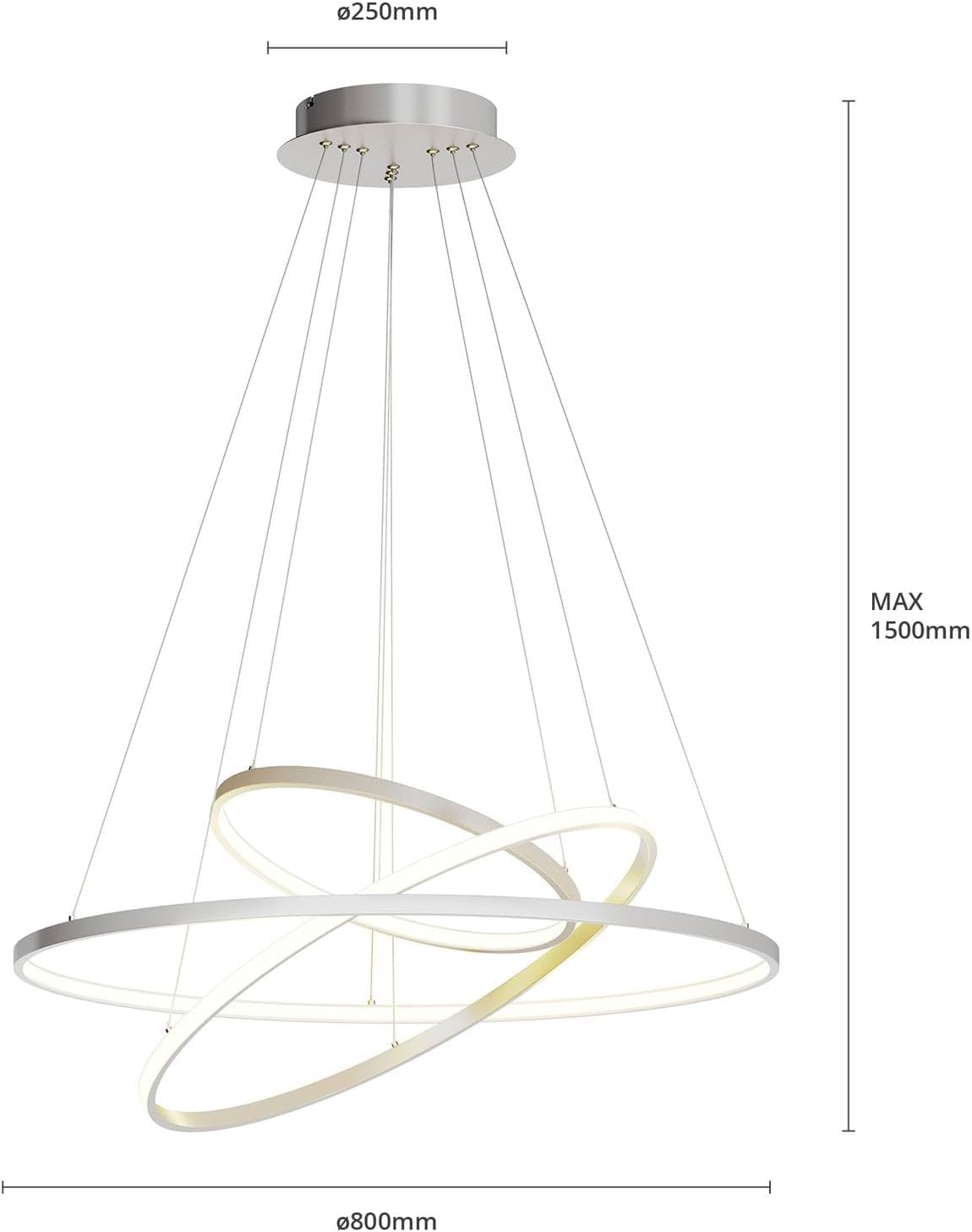 Lucande LED Ezana dimmbar (Modern) in Alu aus Metall (1 flammig,) Wohnzimmerleuchte