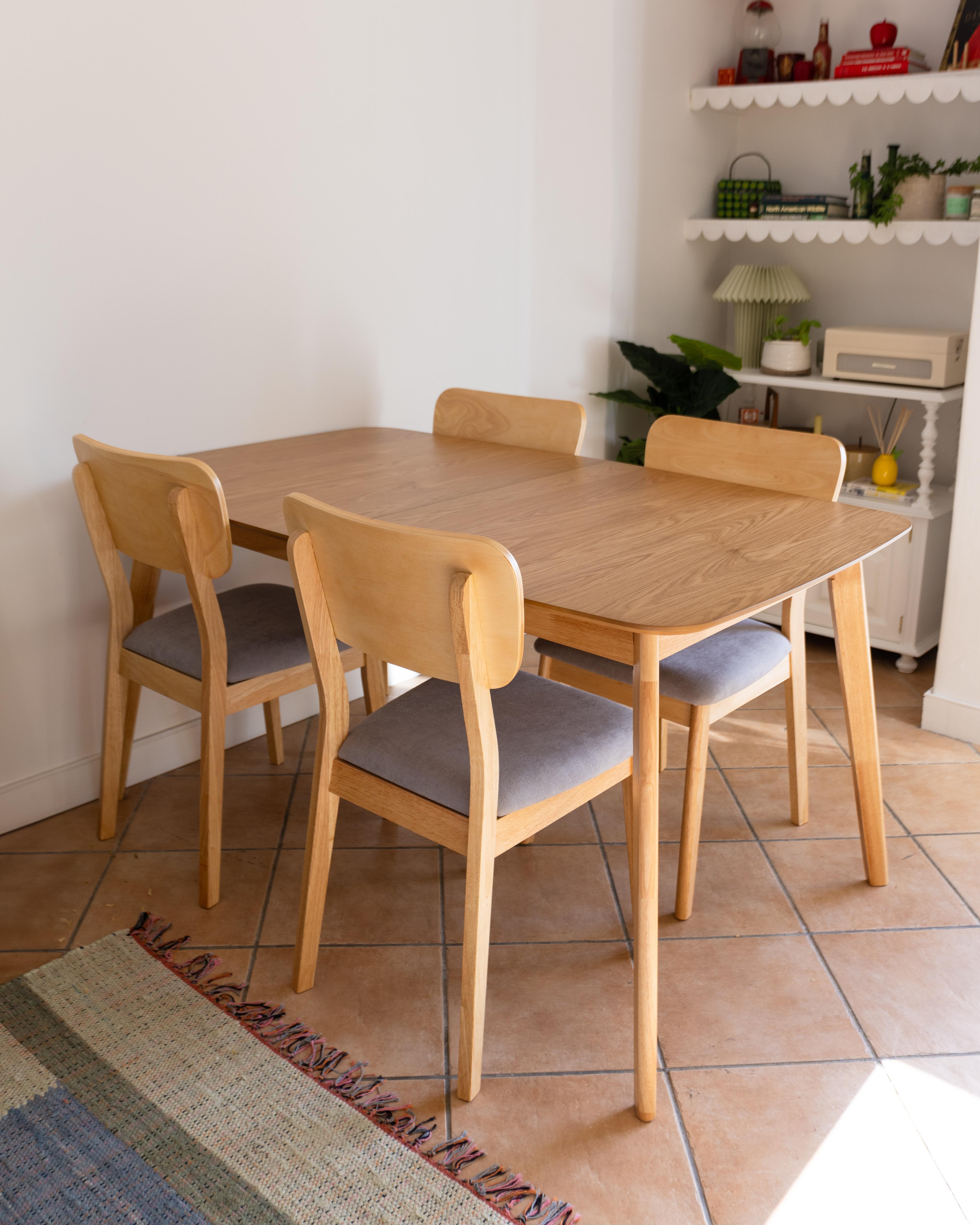 Eettafel uitschuifbaar MADOX Licht eikenhout 90 cm 150/190 cm