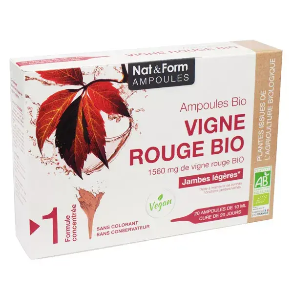 Ampolas de Vinagre Tinto Orgânico Nat & Form - 20 unidades