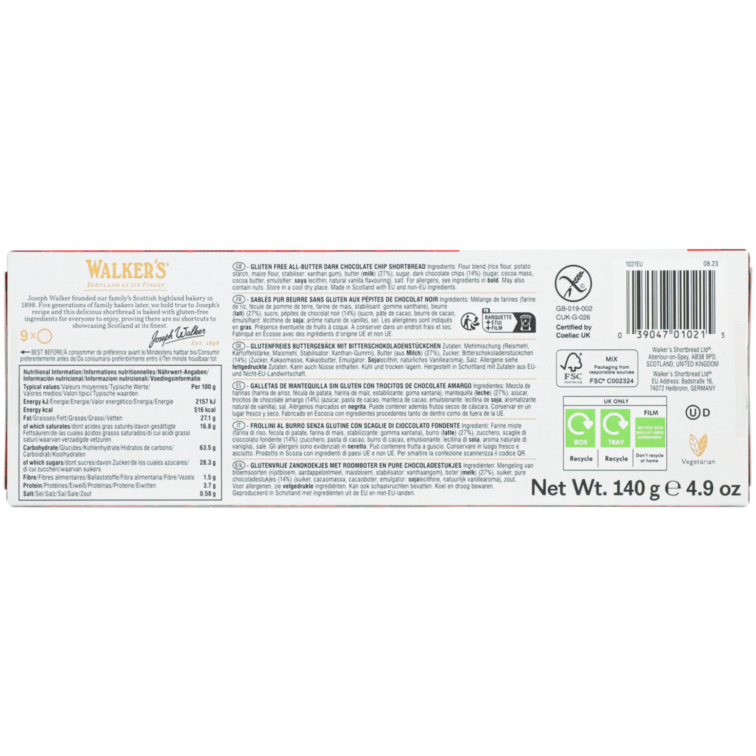 Walker's Guezli Shortbread Choco glutenfrei