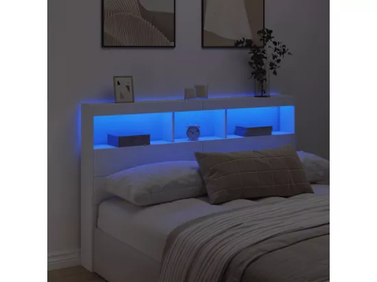 Armoire tête de lit avec LED blanc 160x17x102 cm