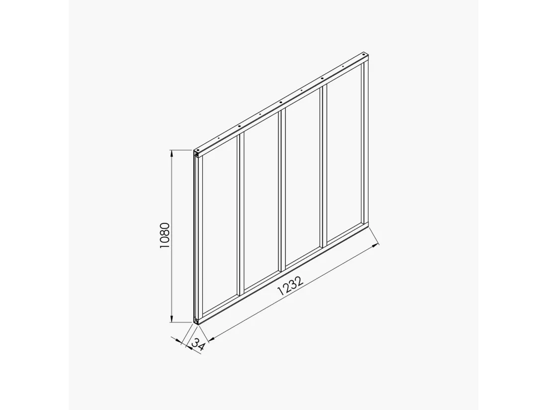 Verrière 4 Carreaux - En Kit - Blanc - Verre Dépoli