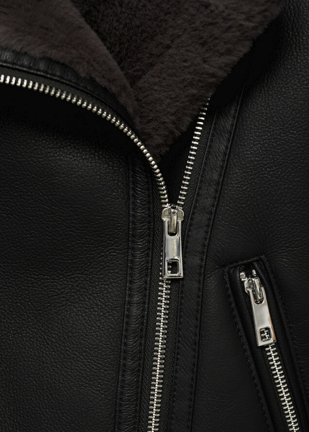 MANGO Jacket with shearling-effect lining Black