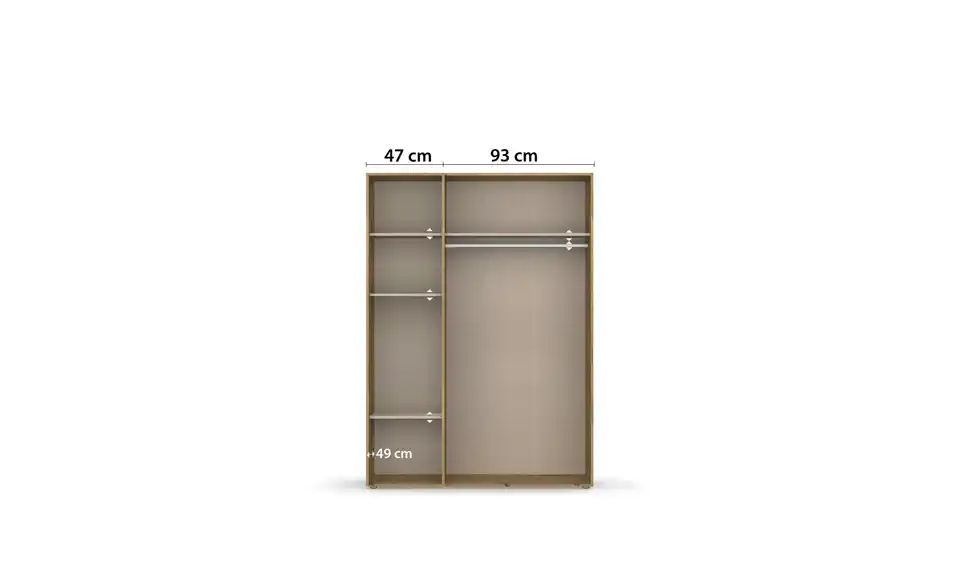 Drehtürenschrank ohne Absetzung 140 cm 3 Stück