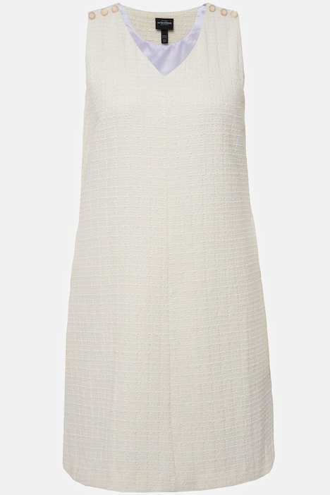 Bouclé-Kleid, A-Linie, V-Ausschnitt, ärmellos, Taschen