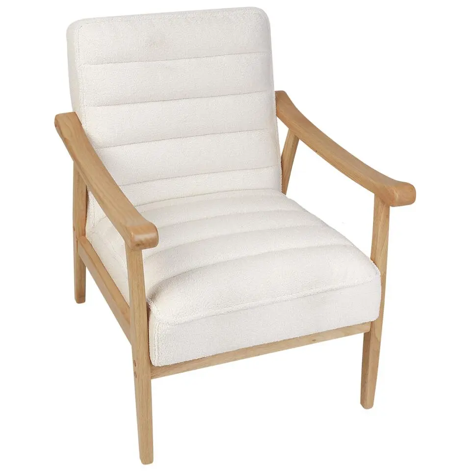LEKNES - Fauteuil - Wit - Bouclé