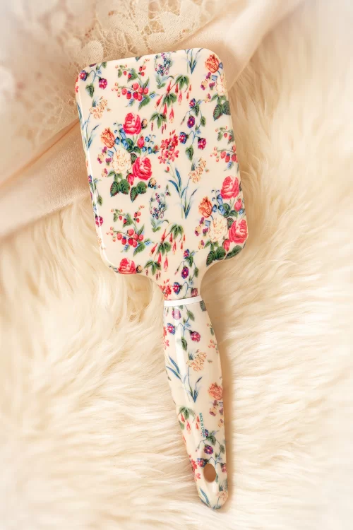 The Vintage Cosmetic Company Rechthoekige peddelhaarborstel met bloemenmotief