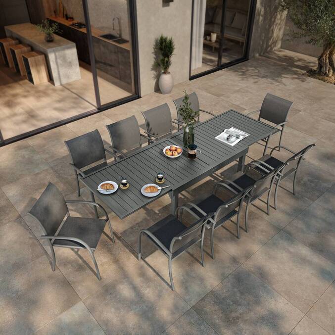 Table de jardin extensible PIAZZA Graphite