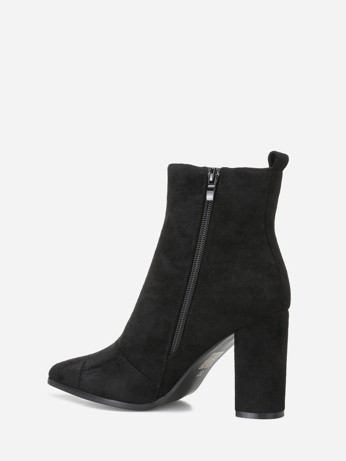 Bottines en suédine à bout pointu- Noir