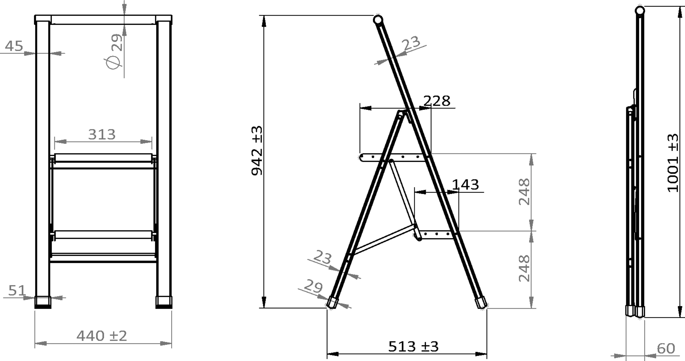 WENKO Trittleiter »Modell Alu-Design« Klapptritt Leiter, rutschsichere XXL-Stufen, klappbar, bis 150 kg