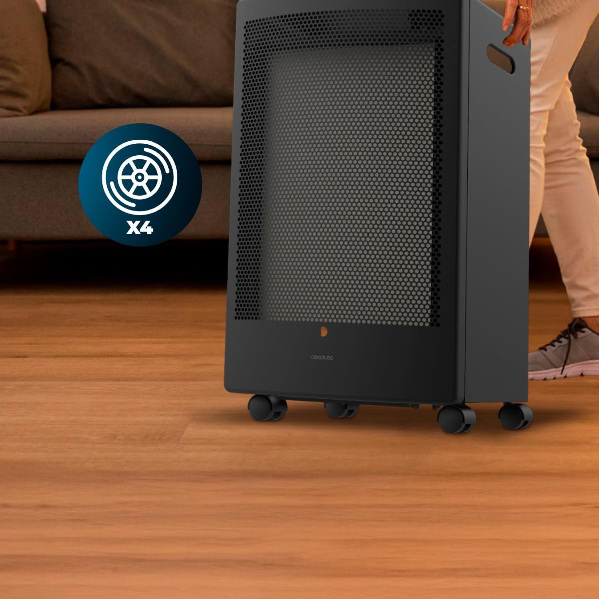 Cecotec ReadyWarm 5300 Catalytic Gasherd, 3000 W Leistung in 2 Stufen, gleichmäßige Hitze, Dreifach-Sicherheitssystem, kompatibel mit Gasflaschen mit 13 kg Kapazität, Griffe und 4 Rollen