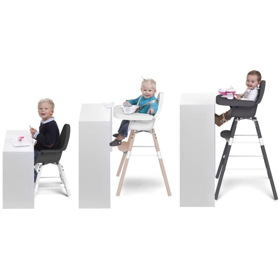 CHILDHOME Hochstuhl Evolu 2 natur  weiß 2 in 1 + Ring