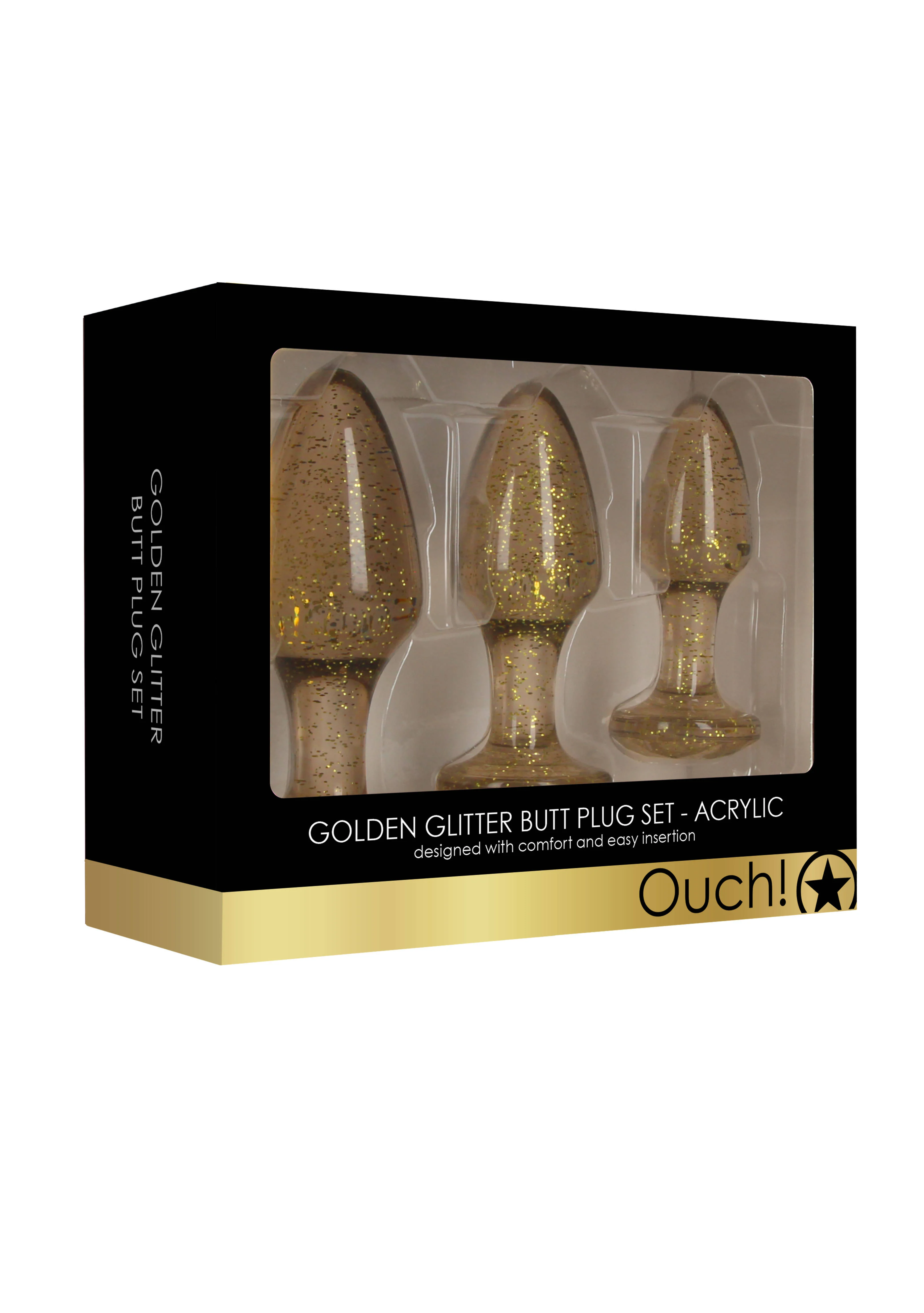 Ouch! Glitter Set butt plug  - Goud