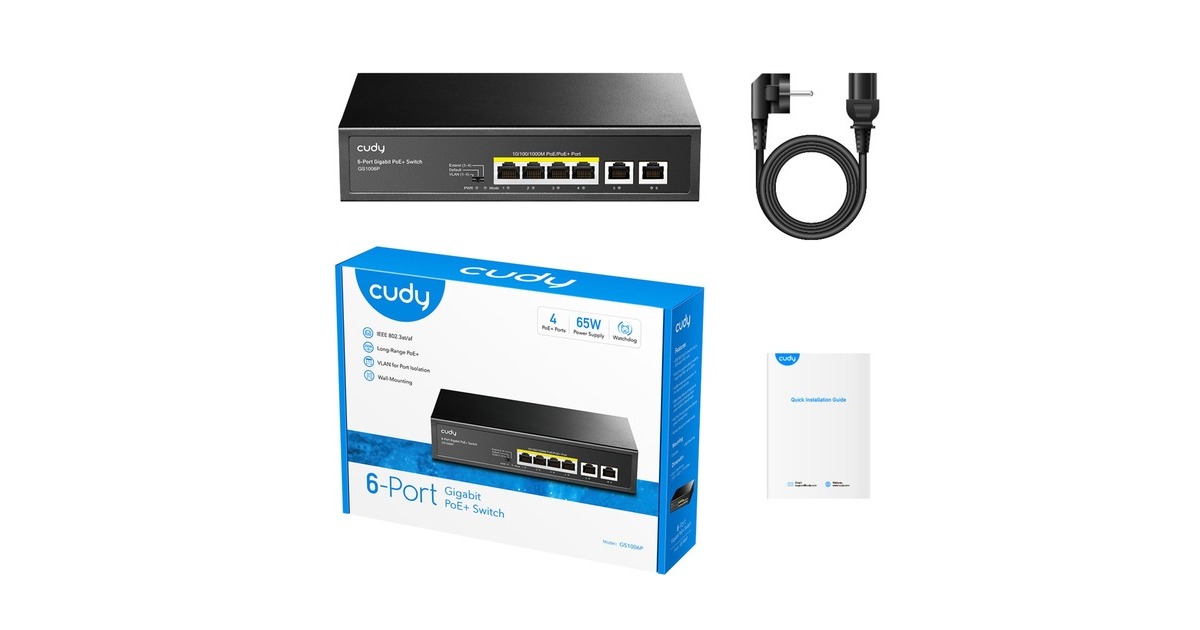 Cudy6-Port Gigabit PoE+ Switch  (Zwart)
