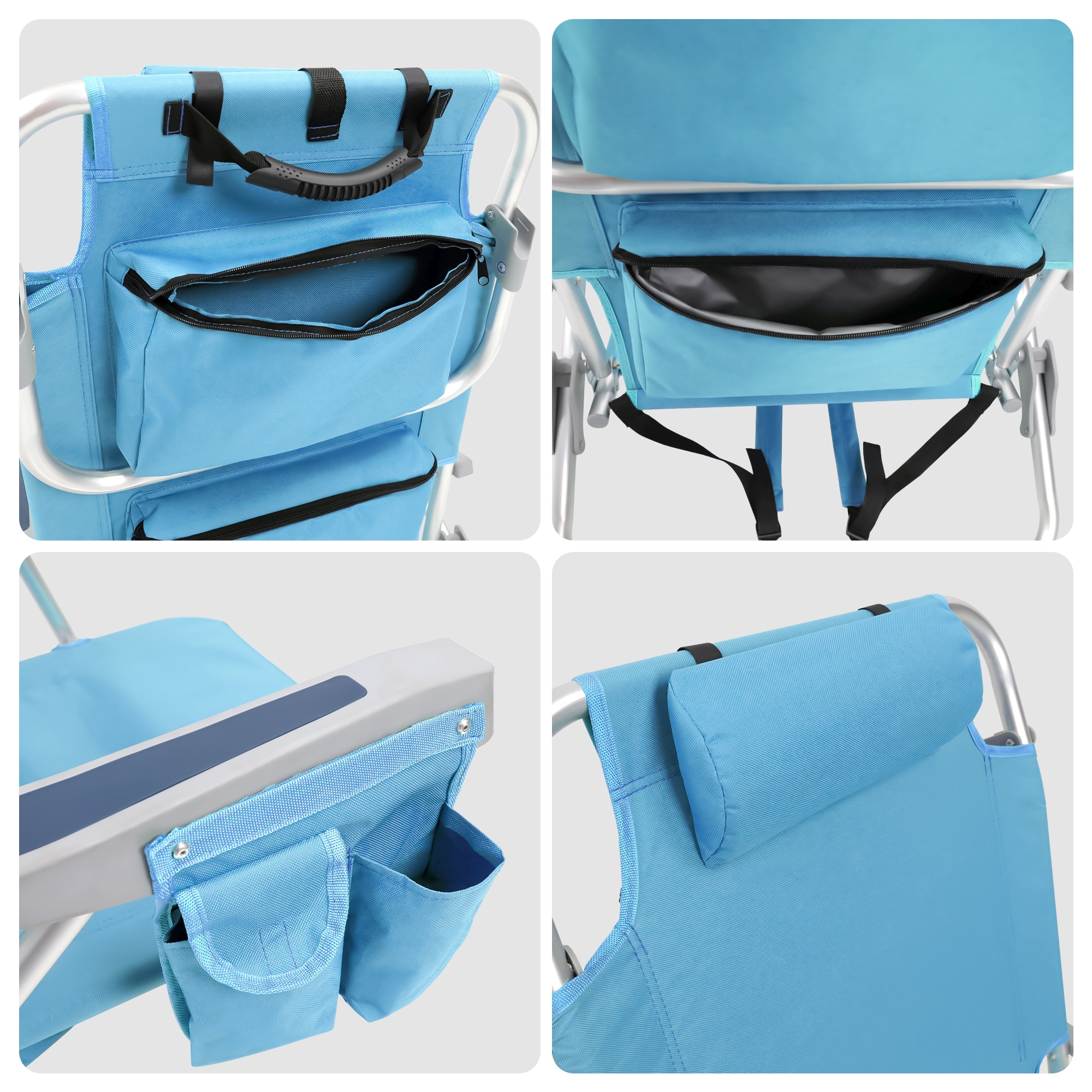 Strandstuhl klappbar 2er Set hellblau