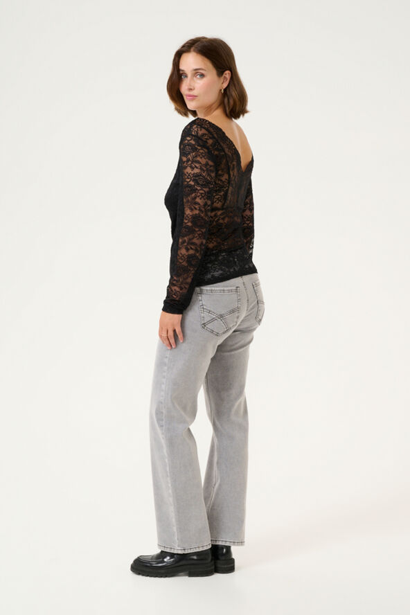 Cream CRGlaze Blouse w. Lining Pitch black