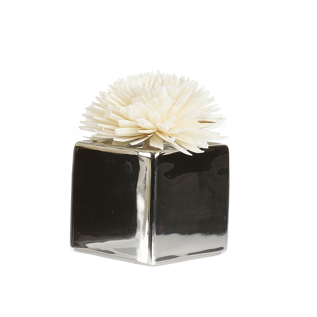 Contenant carré céramique pour fleur argenté 80ml - GOA