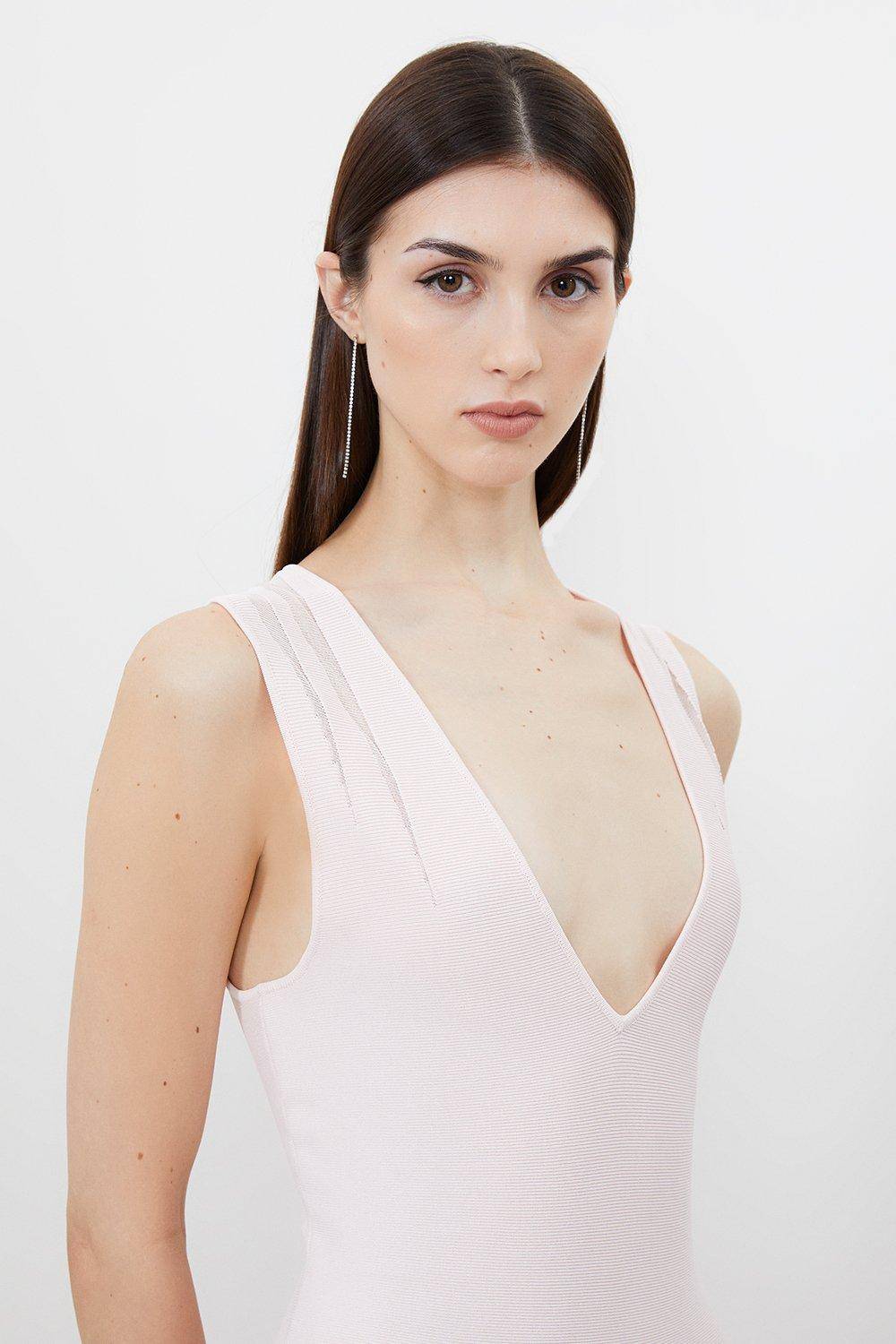 KarenMillen Petite Robe Maxi Tricot en Mélange de Viscose à Jupe Transparente