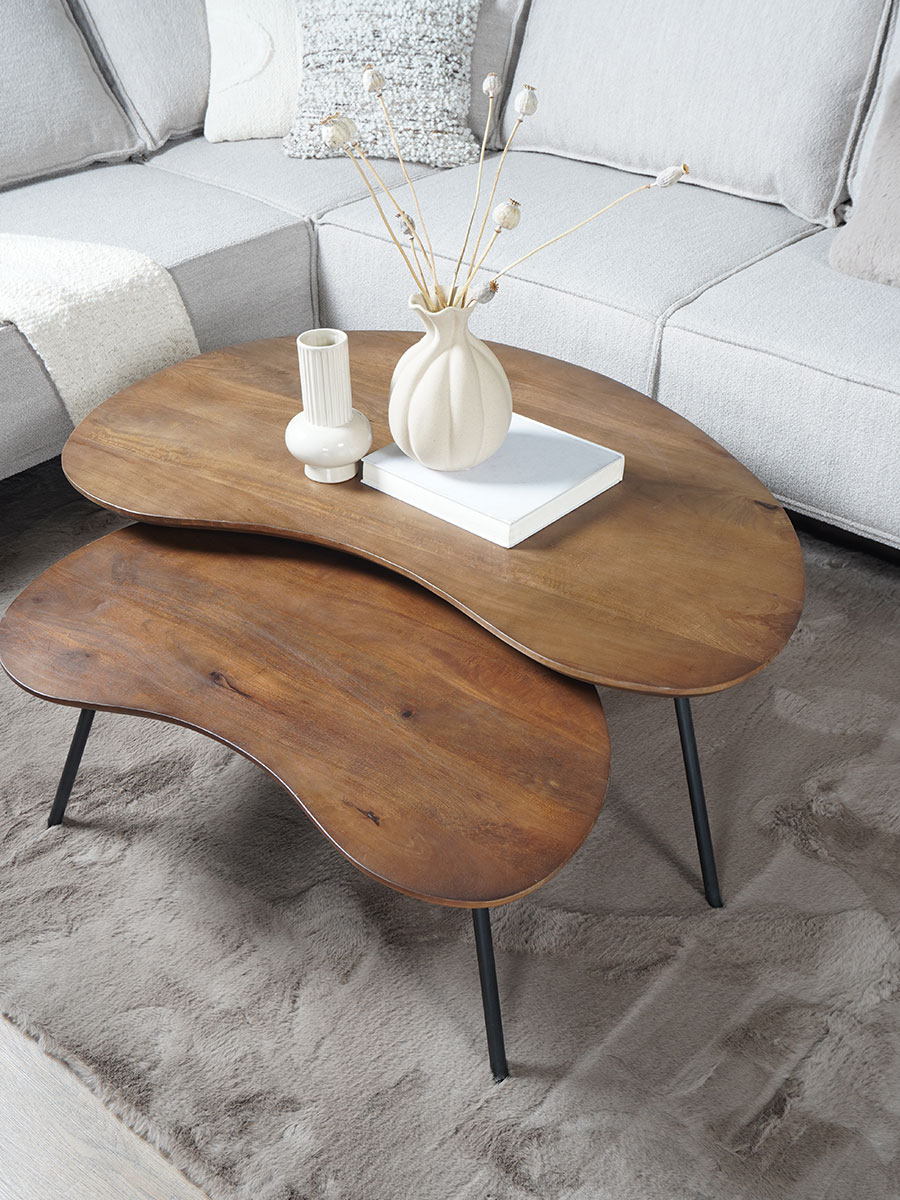 Salontafel Ludo organisch bruin - Set van 2