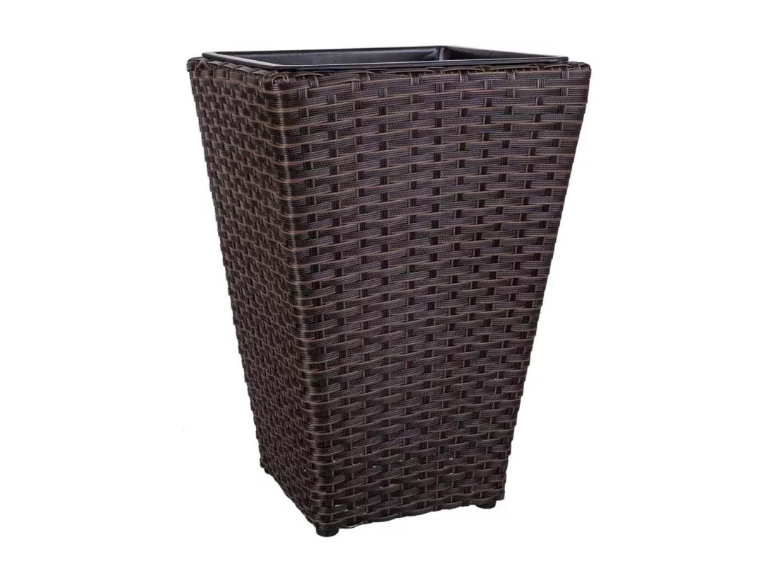 Cache-pot en rotin marron 28x28x40h