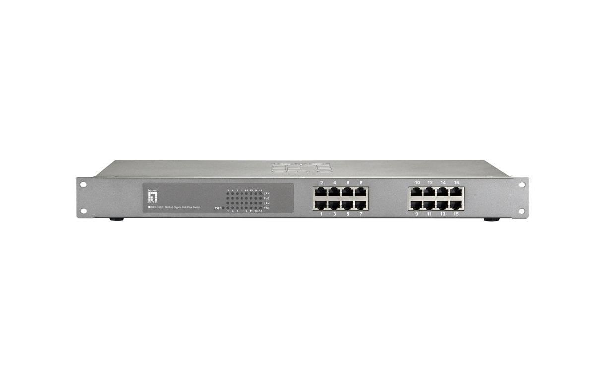 PoE+ Switch GEP-1622 16 Port<br>Unmanaged PoE-Plus-Switch, 16-Port, 10/100/1000 Mbps