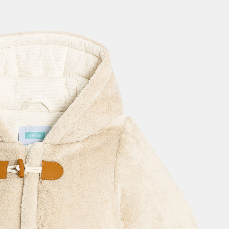 Combipilote en velours doublée jersey beige naissance