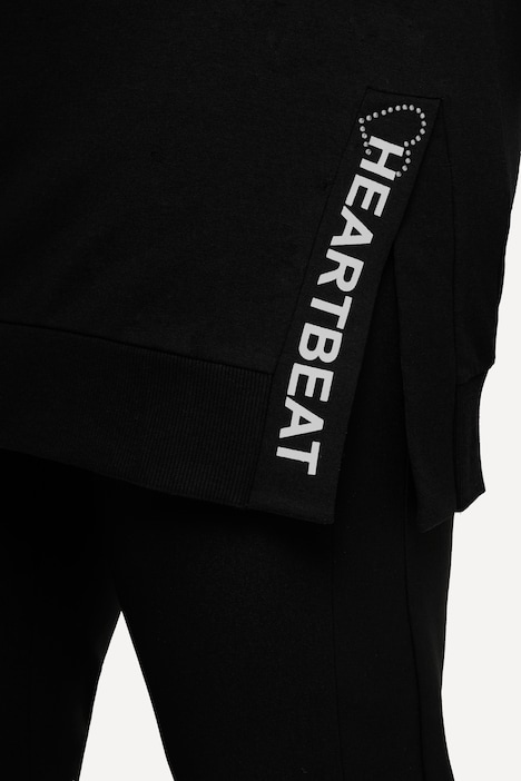 Sweatshirt, großer Print, Saumschlitz, Stehkragen