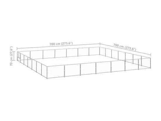 Chenil extérieur cage enclos argenté 700 x 700 x 70 cm 02_0000284