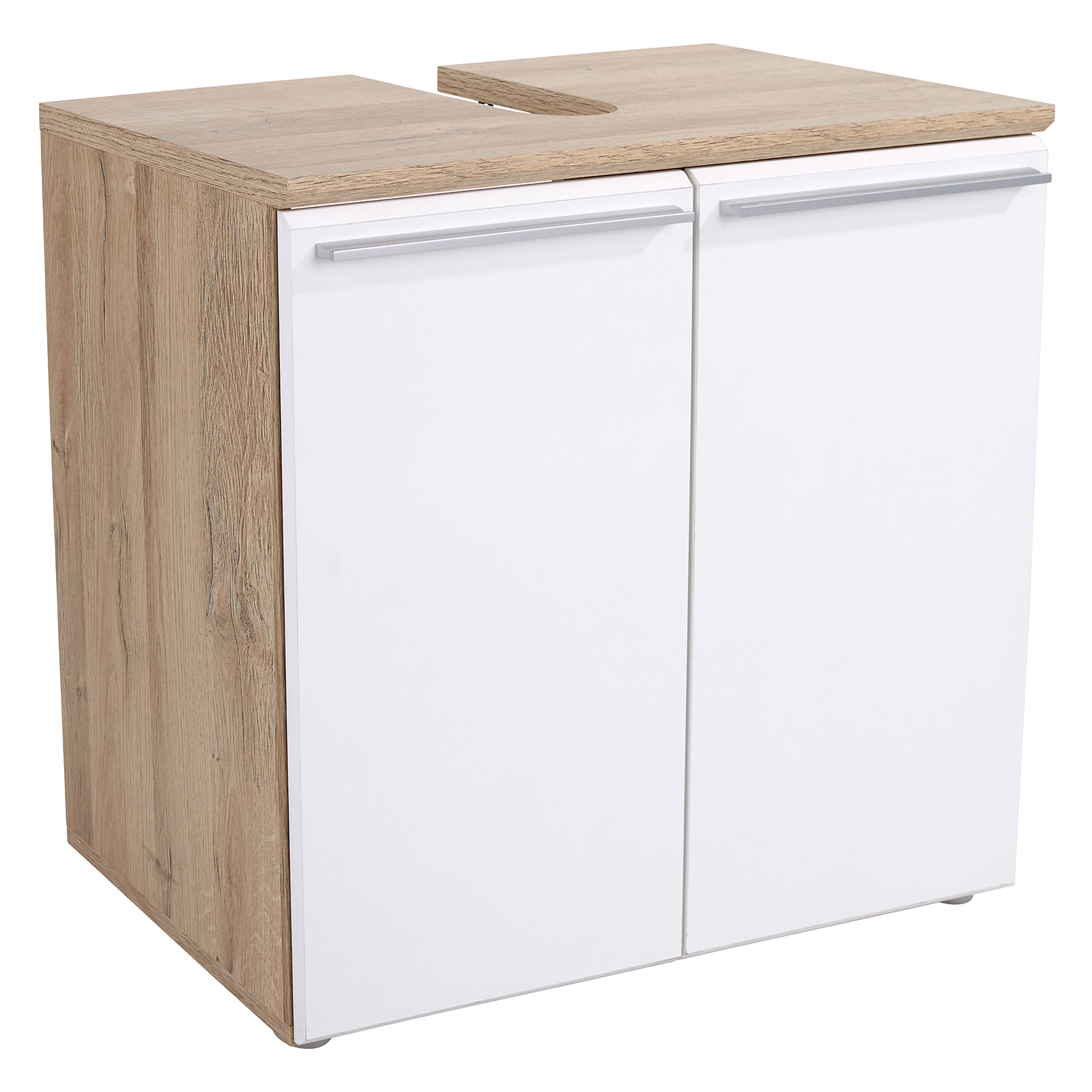 Waschbeckenunterschrank - Bianco Eiche-weiß - 69 cm breit
