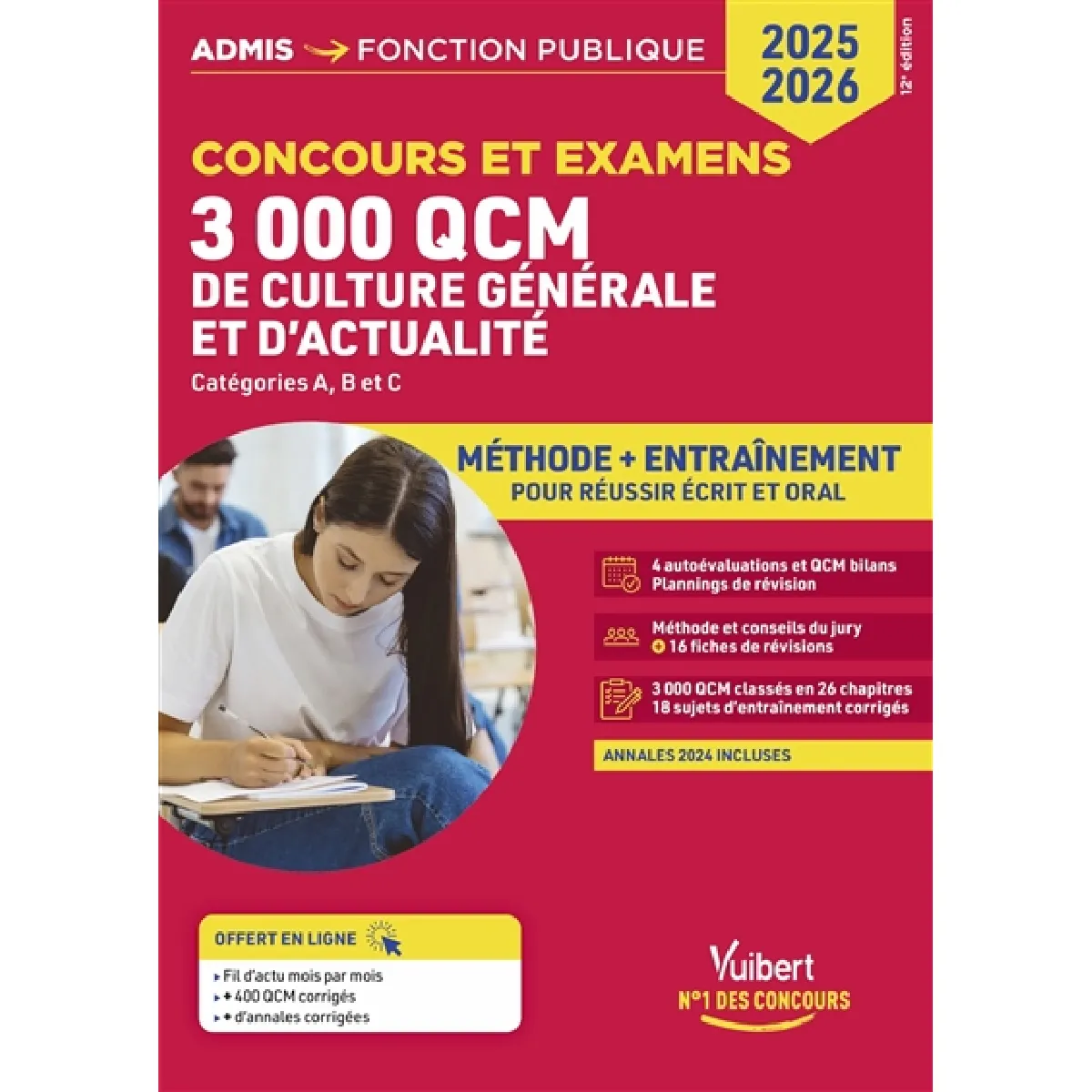 3.000 QCM de culture générale et d'actualité : concours et examens, catégories A, B et C : méthode + entraînement, 2025-2026