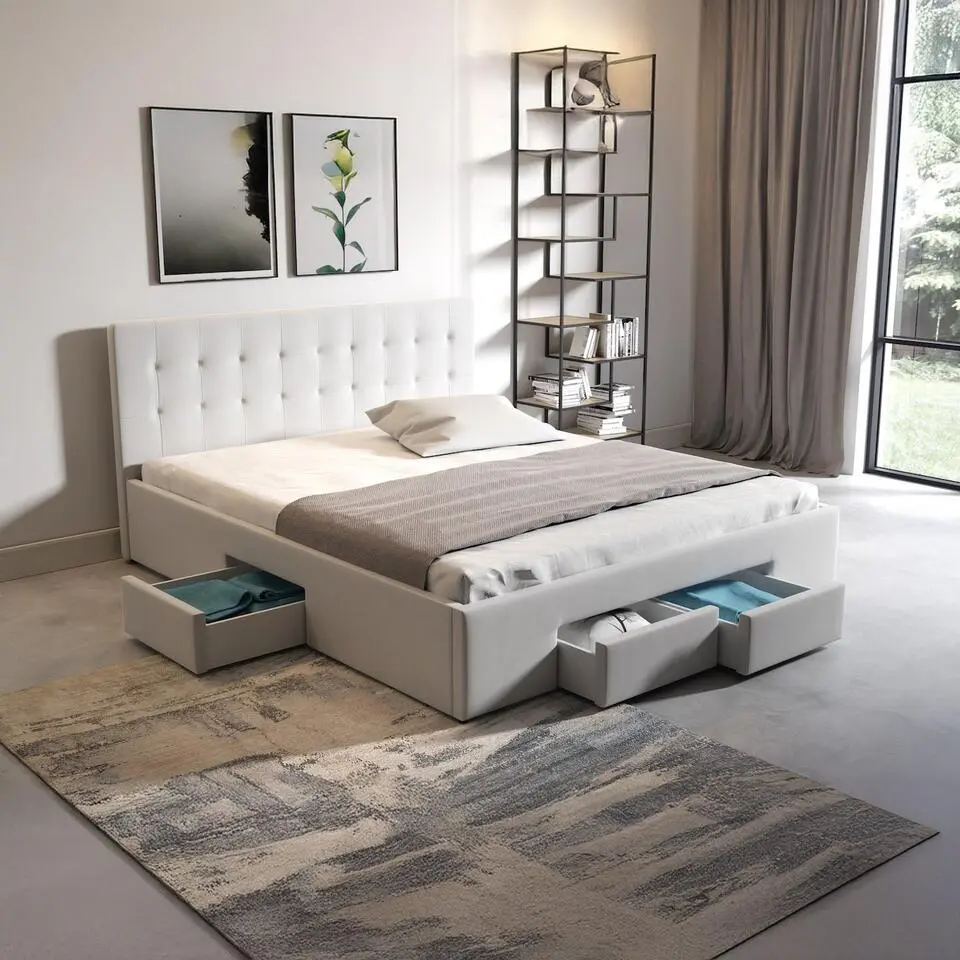 Meubella - Tweepersoonsbed Milo - Wit - 140x200 cm
