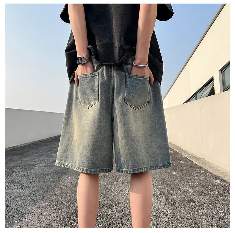 Dandyluxe - Gewassen denim shorts met trekkoordtaille