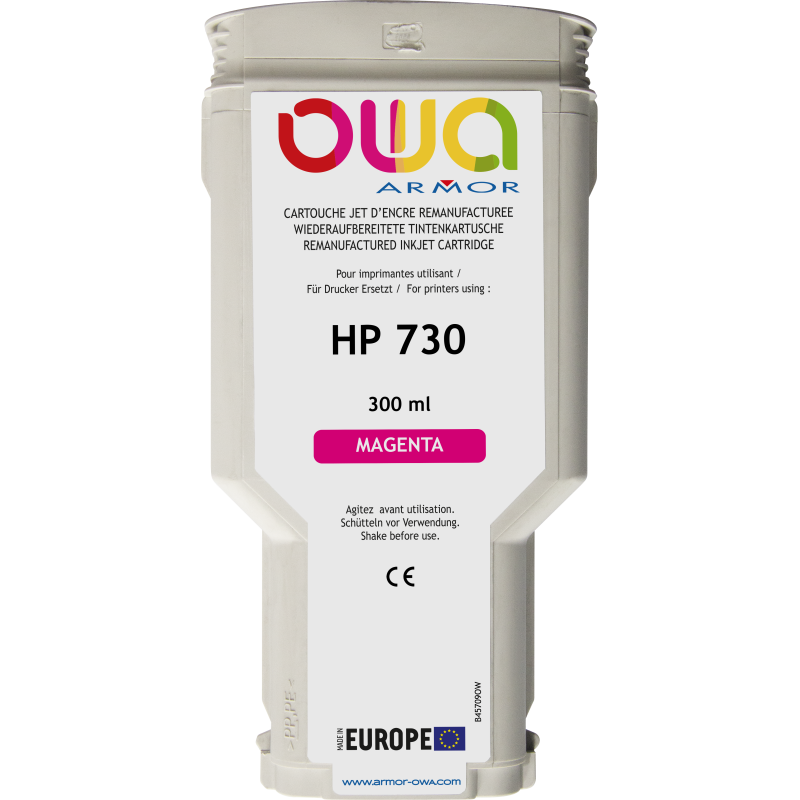 Cartouche d'encre traceur remanufacturée OWA - standard - Magenta - pour HP 730