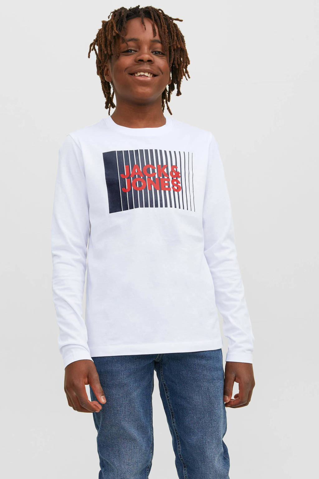 JACK & JONES longsleeve JJECORP van katoen wit