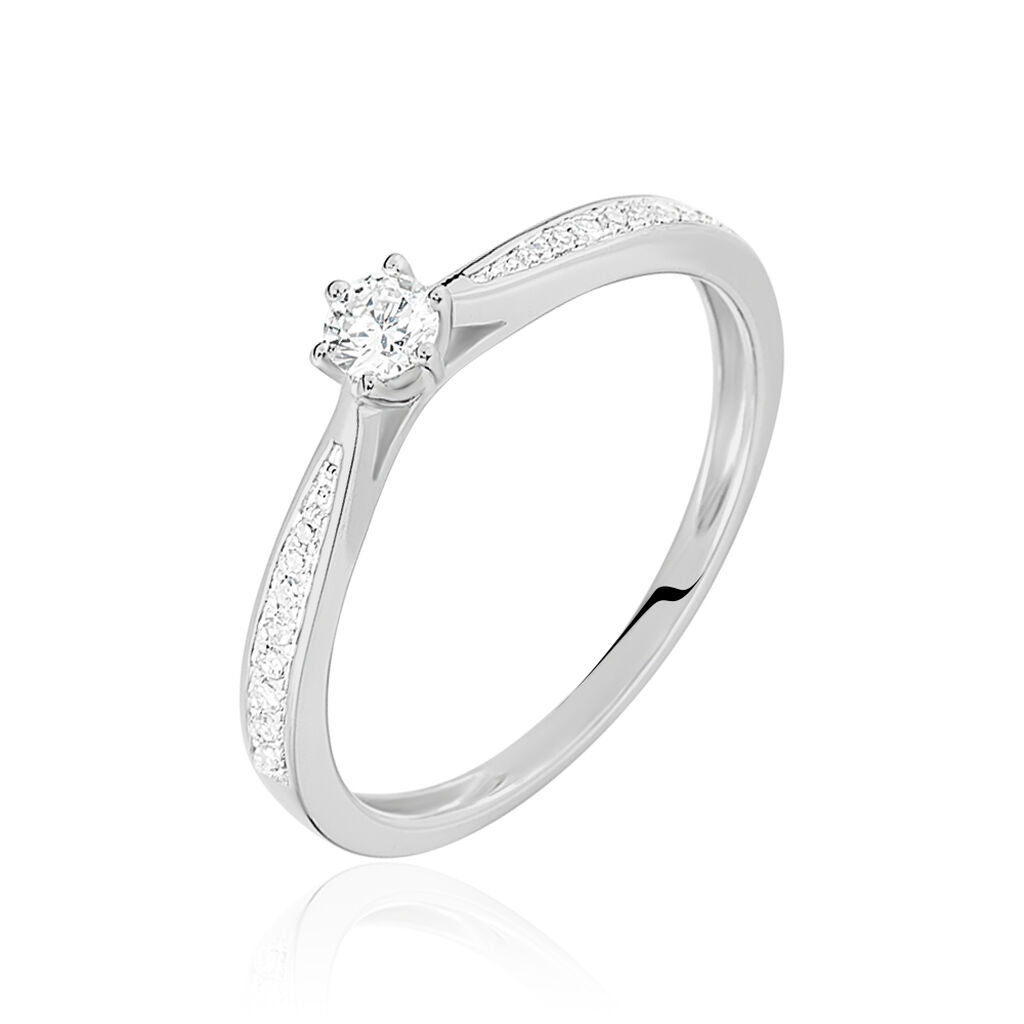 Bague Solitaire Symphonie Or Blanc Diamant