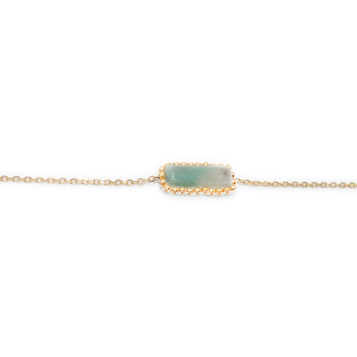 Bracelet avec perle d'amazonite tissée main- Doré à l'or fin