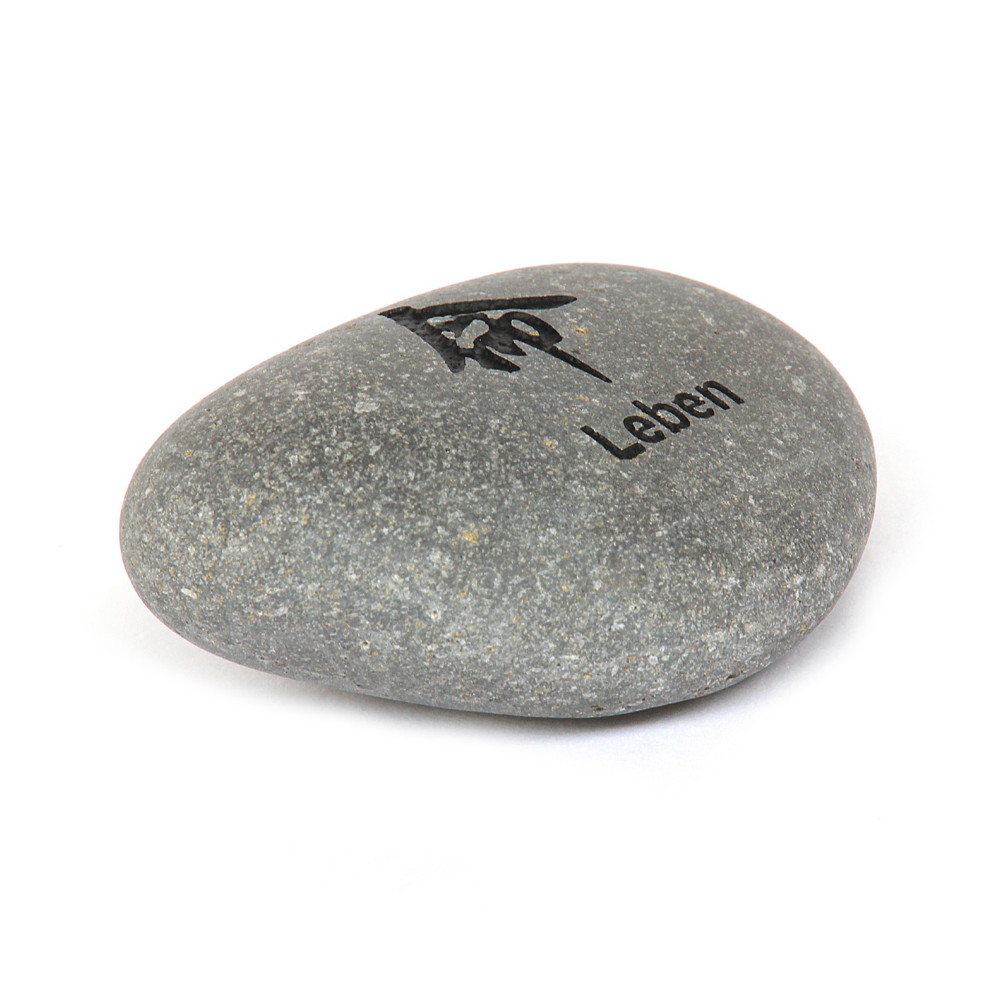 Flusskieselstein 'Leben', grau, T 8 cm, B 8 cm von fischer's lagerhaus