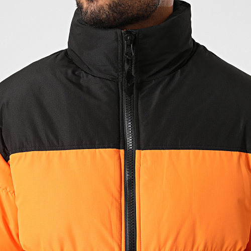 Doudoune Capuche Orange Noir