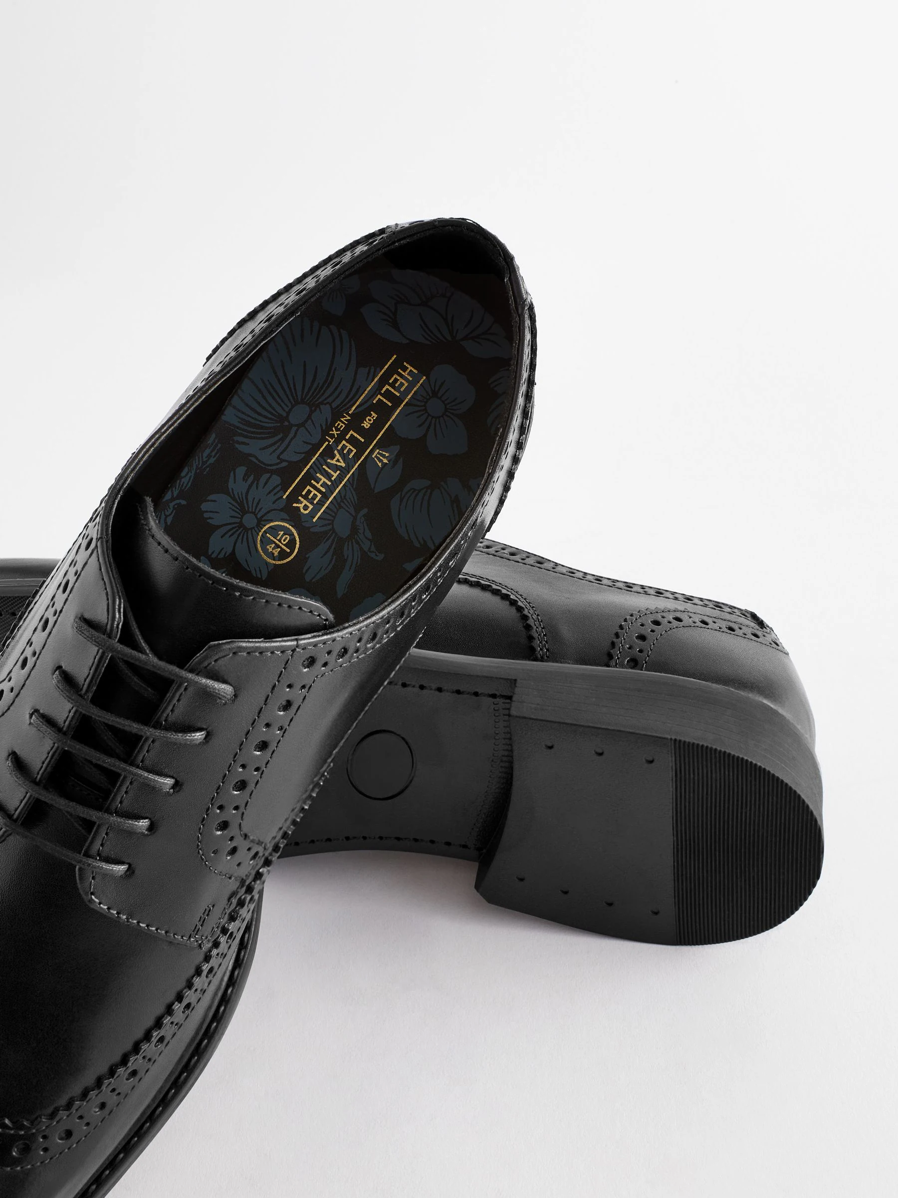 Zwart - Wijde pasvorm - Leren derby-brogues