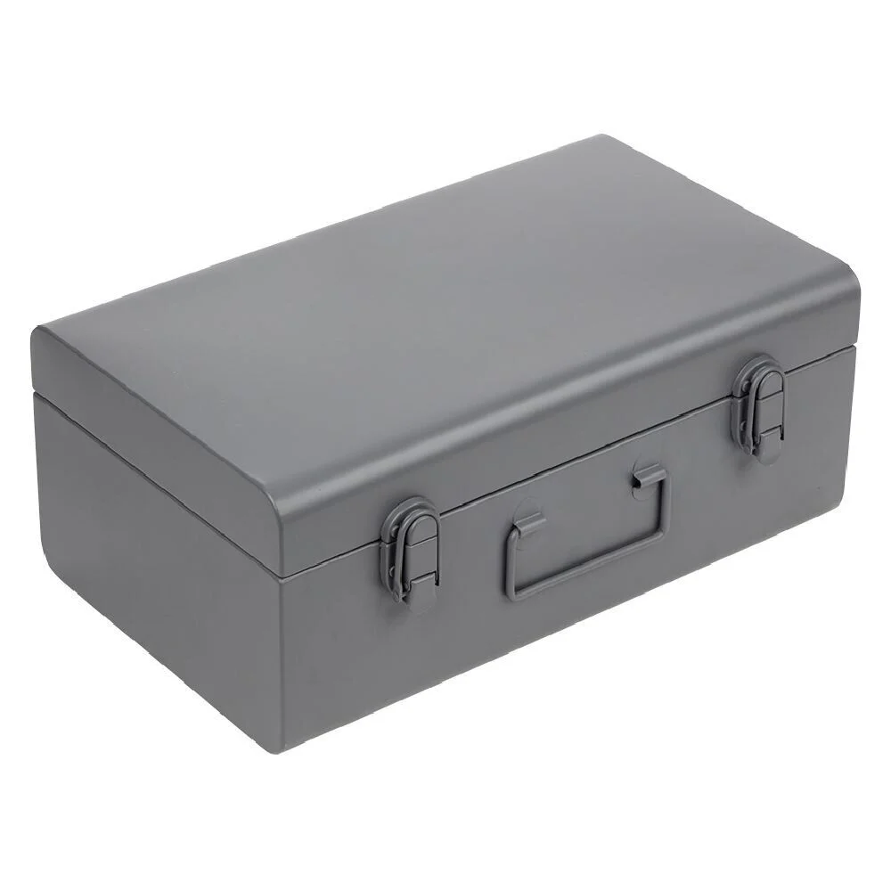 Malle de rangement métal gris ou vert 39x23xH16cm