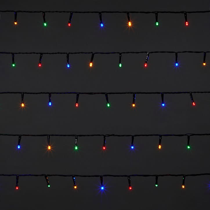 Guirlande lumineuse LED intérieure multicolore câble vert 8 fonctions 55 m