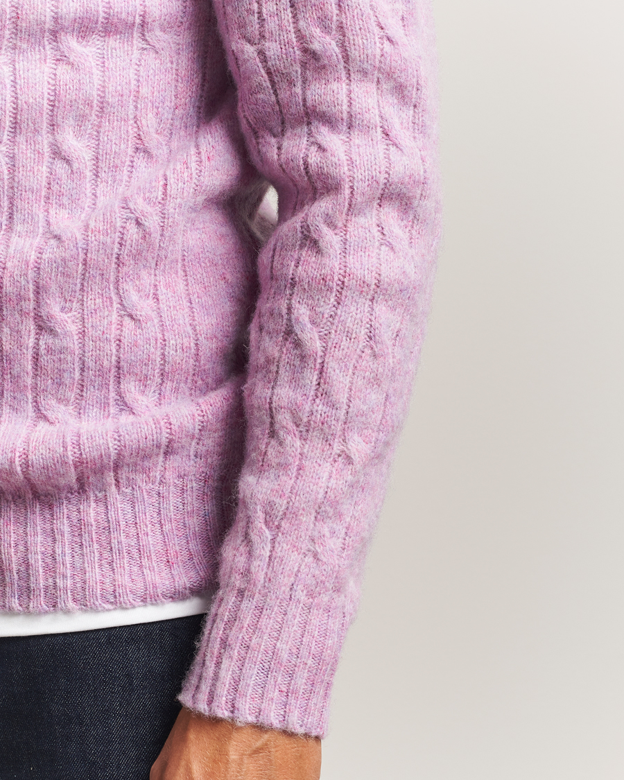 Harley Of Scotland Brushed Supersoft Lambswool Cable Sweetpea