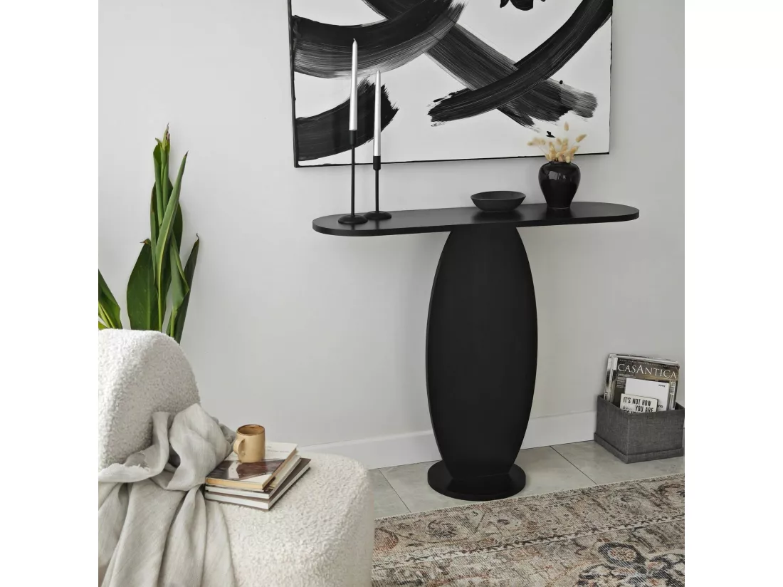 Console Toliman, Table polyvalente, Armoire de rangement, Bureau du couloir, 100x30 h81 cm, Anthracite